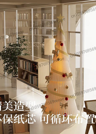 Natale grande ornamento per albero di Natale 2 m di altezza pieghevole in carta bianca decorazione per albero di Natale finestra ornamento luminoso