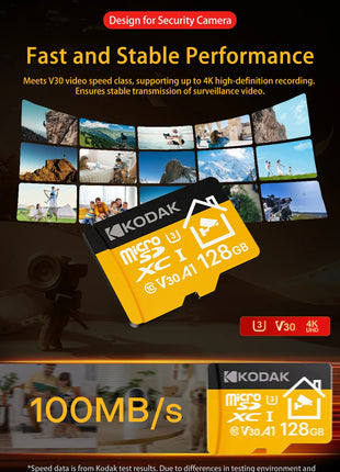 Nuova scheda Micro SD Kodak 32 GB 64 GB 128 GB 256 GB Scheda di memoria per telecamera di sicurezza, DVR, smartphone Scheda TF Scheda Microsd