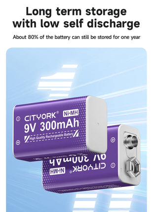 Batteria ricaricabile PALO 6F22 9V Ni-MH Batterie 9 V 300mAh Batteria da 9 volt a bassa autoscarica a 9 volt con caricabatterie intelligente - riparo82