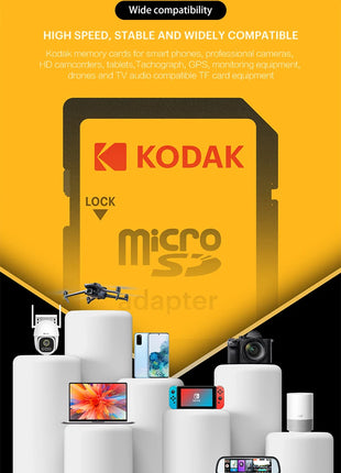 Scheda Micro SD originale al 100% Kodak Scheda di memoria da 128 GB Classe 10 Scheda Flash da 64 GB Scheda di memoria Flash da 32 GB V30 U3 per registratore di guida