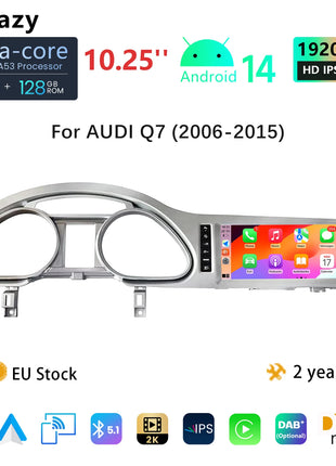 10.25" AutoRadio Android 14 Car Screen For Audi Q7 4L 2005-2015 Multimedia Wireless Carplay Stereo GPS Navigation 4G Audio DSP - Riparo82