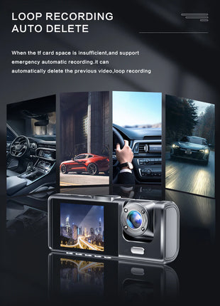 Dash Cam W/ IR Night Vision Loop Recording & 2" IPS Screen 1080P 3 Camera ， DVR recorder, video recorder, Vehicle DVR - Riparo82