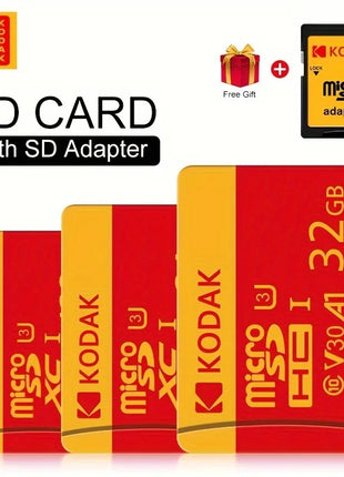 Kodak ad alta velocità   Scheda Micro SD U3 Classe 10, fino a 100 MB/s, scheda di memoria TF con adattatore - Disponibile in 32 GB, 64 GB e 128 GB