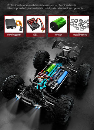Teeggi 16101 /16102 PRO 1:16 Auto RC ad alta velocità con luce LED Drift 70KM/H 4WD RC Off-Road Car Monster Truck Giocattolo per i regali del capretto