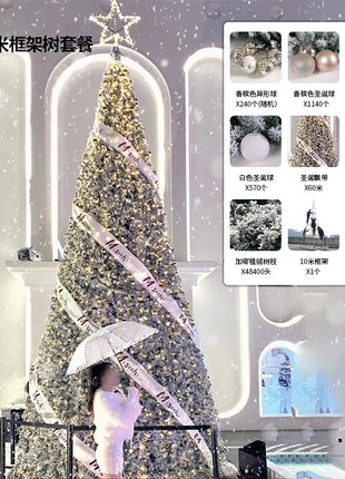 2025 Nuovo grande albero di Natale di fascia alta con cornice floccata albero pacchetto denso con luci disposizione della decorazione natalizia