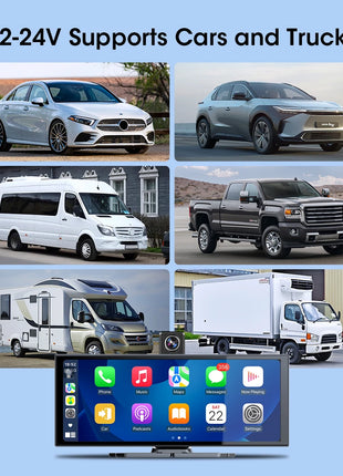 11.26 inch Dash Cam Car DVR 4K Camera Wireless Carplay Android Auto Touch Screen Dual Len Video Recorder Dashboard BT FM AUX GPS - Riparo82