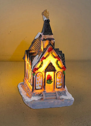 {Summer2}Mini LED Villaggio di Natale Artigianato in resina Edifici di case di neve Luce a LED Decorazione per interni domestici fai da te Regali di Natale