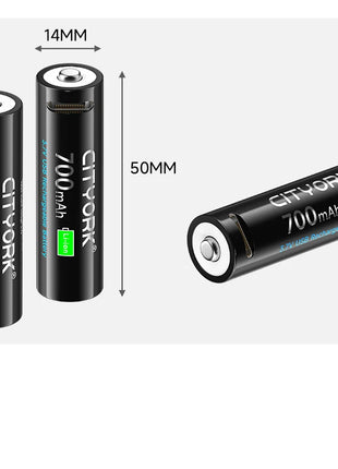 Batteria ricaricabile da dito USB 3.7V 700mAh 14500 AA con porta di ricarica rapida di tipo C per torcia a LED giocattoli lampada frontale per mouse - riparo82