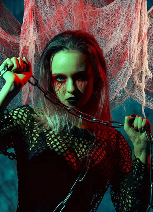 55*200cm Halloween Blood Gauze Window Doorways Wall Decoration Blood Creepy Cloth Haunted House Home Party Scary Scene Props - Riparo82