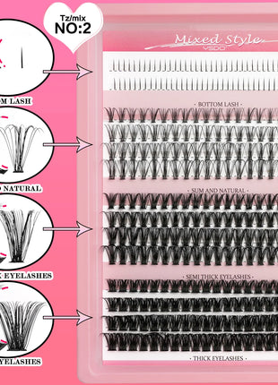 10D/20D/30D Fake Eyelashes Extensions Kit Lash Bond and Seal False Eyelashes Makeup Set DIY Long Lashes Clusters Make up Tool - Riparo82