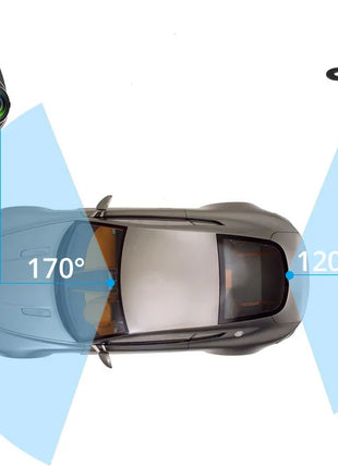 Dash Cam 4.3 inch "mini rear-view mirror digital dashcam, front and rear dual cameras IPS Front and Rear Camera Registrar Black - Riparo82