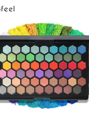 POPFEEL 54 Color Eyeshadow Palette - Versatile Earthy & Rainbow Shades for Colorful Party Makeup,All-in-One Eyeshadow Collection - Riparo82
