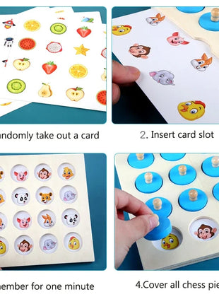 Gioco di scacchi di memoria Montessori 3D puzzle di legno bordo logica giocattolo interazione apprendimento precoce giocattoli educativi per bambini bambini mini - riparo82