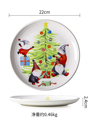 Piatto da pranzo in ceramica Goblin natalizio Piatti da dessert per bistecche di Babbo Natale Piatto da insalata per spaghetti Stoviglie per la decorazione della casa - riparo82
