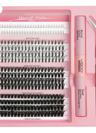 10D/20D/30D Fake Eyelashes Extensions Kit Lash Bond and Seal False Eyelashes Makeup Set DIY Long Lashes Clusters Make up Tool - Riparo82