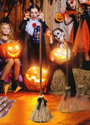 Floating Witch Broom Halloween Holiday Party Decoration Props Haunted Animation Dance Broom Home Decorations - Riparo82