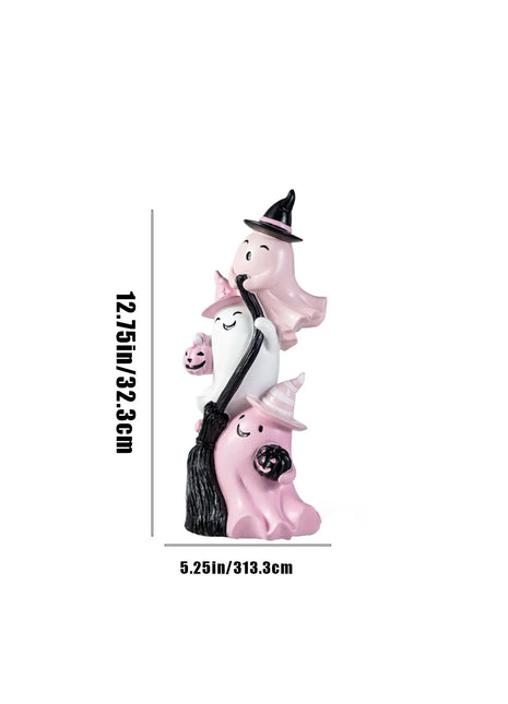 Halloween Decoration Ghost Statue Pet Statue Cute Pumpkin Ghost and Pet Sculpture Resin Party Supplies Farmhouse Decoration - Riparo82