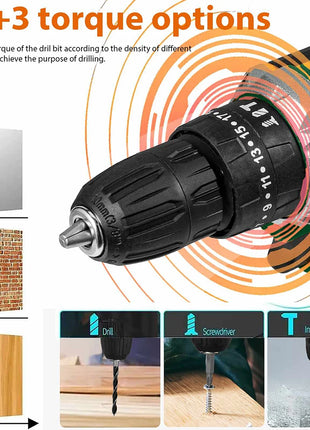 Trapano Avvitatore a Percussione a Batteria 21V, Cacciavite Elettrico, Mini Trapano a Percussione Senza Fili, Utensile Elettrico con Batteria agli Ioni di Litio