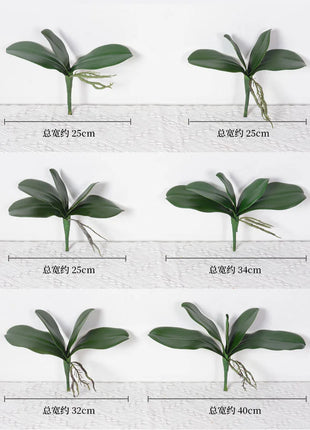 Real Touch  Artificial Green Butterfly Orchid Leaf Plastic Flower Leaf Home Wedding Party Decoration