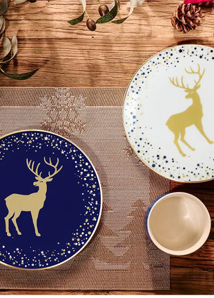 Set di stoviglie in porcellana di cervo nordico Ins per la casa, hotel, bistecche, piatti da dessert, tazze, decorazione per la disposizione degli alimenti occidentali, regalo di Natale - riparo82