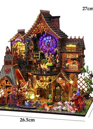 Fai da te in legno caldo Natale Lodge Casa Case delle bambole Kit modello in miniatura Casa delle bambole con mobili Luci a LED per regali di amici