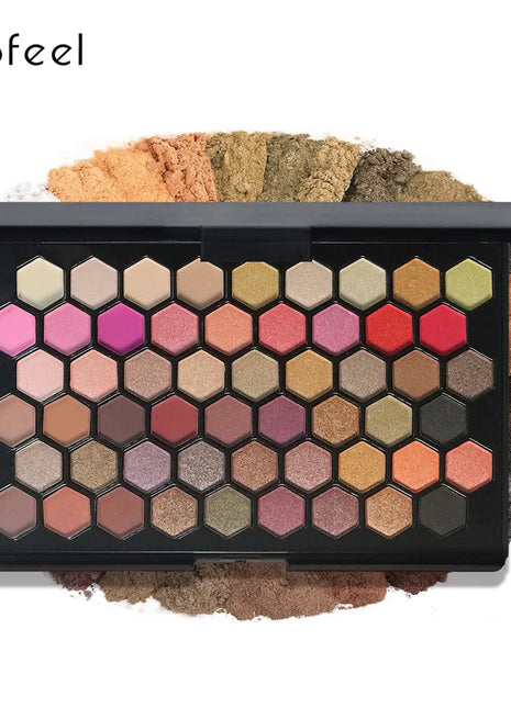 POPFEEL 54 Color Eyeshadow Palette - Versatile Earthy & Rainbow Shades for Colorful Party Makeup,All-in-One Eyeshadow Collection - Riparo82