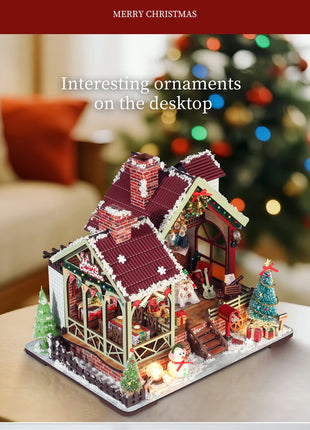 Fai da te in legno caldo Natale Lodge Casa Case delle bambole Kit modello in miniatura Casa delle bambole con mobili Luci a LED per regali di amici