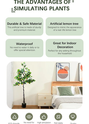 120cm/150cm Artificial Lemon Tree Artificial Tree With Fruit Fake Bonsai Plant Plastic Potted Plant Christmas Home Garden Decor