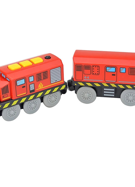 Treno elettrico magnetico per bambini Locomotiva per auto Slot per binario in legno Ferrovia pressofusa con due carrelli Regalo giocattolo in legno - riparo82