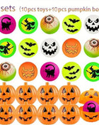 20/40Pcs Halloween Party Kids Gift Plastic Pumpkin Boxes with Glow in The Dark Bouncy Balls Trick or Treat Favors Goodie Fillers - Riparo82