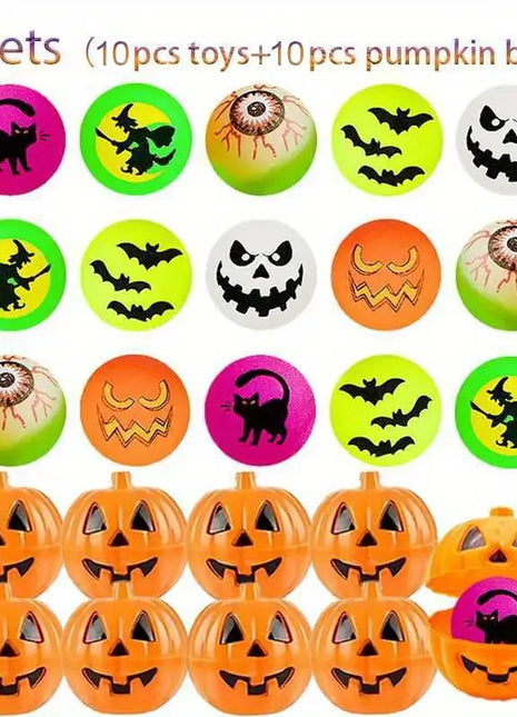 20/40Pcs Halloween Party Kids Gift Plastic Pumpkin Boxes with Glow in The Dark Bouncy Balls Trick or Treat Favors Goodie Fillers - Riparo82