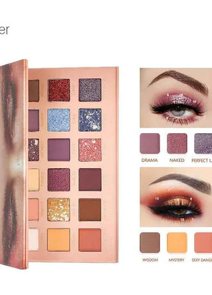 pudaier 18-Color Eyeshadow Palette - Matte, Pearlescent Shimmer & Metallic Finish - Long-Lasting Everyday & Evening Makeup