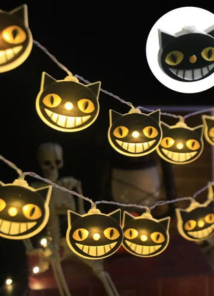 1PC Halloween 10 LED Battery Powered String Lights With Ghost Witch Cat Pumpkin Spider Web Skeleton Mummy Pirate Shape Indoor - Riparo82