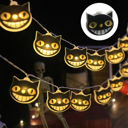1PC Halloween 10 LED Battery Powered String Lights With Ghost Witch Cat Pumpkin Spider Web Skeleton Mummy Pirate Shape Indoor