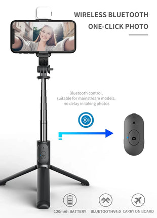 Xiaomi Selfie Stick 1045mm With Wireless Bluetooth LED Fill Light Extended Tripod With Remote Shutter For Android ios Cellphone - Riparo82