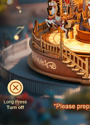 Robotime Rolife Carosello classico Carillon Facile da montare Puzzle in legno 3D Design mobile con regali di Natale leggeri per la famiglia - riparo82