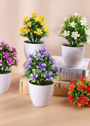 1pc Artificial Potted Plant Small Bonsai Flowers Pot Simulated Tree Ornaments Wedding Home Hotel Office Table Decor Fake Plants