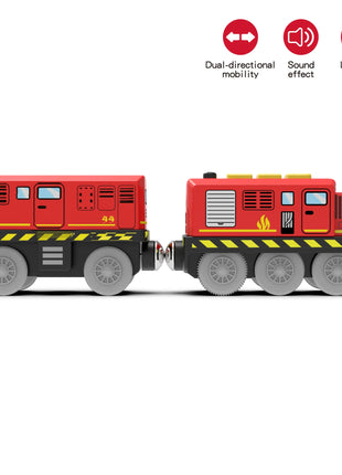 Treno elettrico magnetico per bambini Locomotiva per auto Slot per binario in legno Ferrovia pressofusa con due carrelli Regalo giocattolo in legno - riparo82