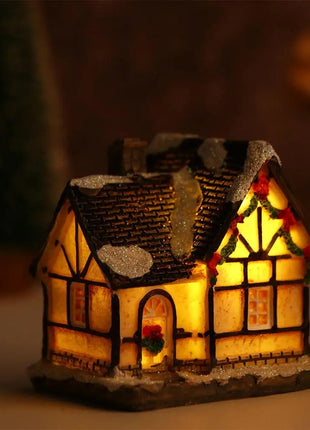 Decorazioni per la casa Figurina di Capodanno Mini resina artigianale Decorazione natalizia luminosa Decorazione della casa del villaggio Luce a LED