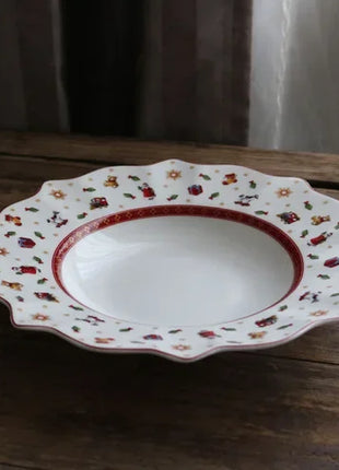 Tesoro tedesco Porcellana dura Giocattolo natalizio Joy Piatto piano multi-angolo Tazza di Natale Piattino Ciotola Candeliere Stili multipli - riparo82
