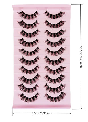 10 Pairs DD Curl Russian Strip Lashes Fluffy Volume False Eyelashes DD Curl Dramatic Messy Faux Mink Fake Lashes Make Up - Riparo82