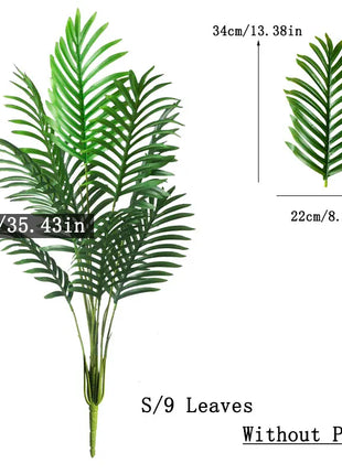 90-120cm Large Artificial Palm Tree Tropical Fake Plants Green Plastic Palm Leafs Big Monstera Tree Branch For Home Garden Decor