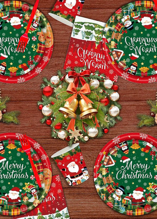 Piatti usa e getta per feste di Natale, tovaglioli da dessert, tazze, decorazioni per la tavola, bomboniere per le vacanze di Capodanno - riparo82