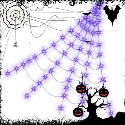 Practical 8 Modes Halloween Spider Web Lights Glow 250 LEDs LED Spider Net Hanging 5m Scary Giant Spider Haunted House