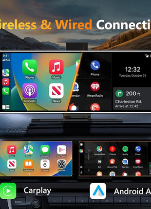 11.26 inch Dash Cam 4K Car DVR Wireless Carplay & Android Auto GPS Navigation Video Recorder Dashboard Dual Lens Dual BT FM AUX - Riparo82