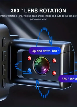 3 Inch 1080P Dual Lens Dash Cam For Cars, Front And Inside Full HD 1080P Car Camera With Loop Recording Night Vision Wide Angle - Riparo82
