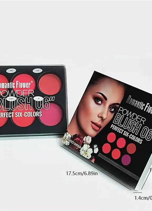 6-Color Blush Palette Large Natural Contouring Makeup Eye Shadow Palette Matte Blush Beauty Palette, Long-Lasting Concealer