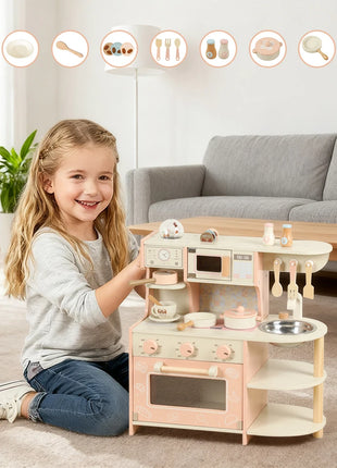 Gioco per bambini Giocattoli in legno Set da gioco per caffè per bambini con cibo da gioco Accessori da cucina Set da cucina Regalo per ragazze e ragazzi dai 3 anni in su - riparo82