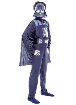 Costume da maschera per film classico da ragazzo stampato cartone animato Darth Vader mantello armatura tutina costume cosplay fantasia per bambini di Halloween