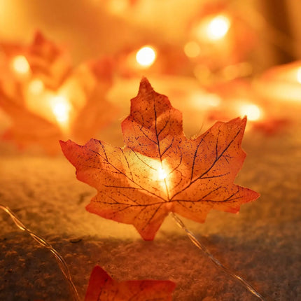 Pumpkin Maple Leaf String Lights Artificial Autumn Leaves LED Light String Fall Decor for Home Party Halloween Thanksgiving